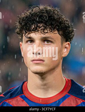 Basel, Schweiz. August 2025. Basel, Schweiz, 20. August 2025 Marin Soticek (19 FC Basel 1893) während des Play-off-Spiels der UEFA Champions League zwischen dem FC Basel 1893 und dem FC Kopenhagen im St. Jakob Park in Basel. (Priscila Bütler/SPP) Credit: SPP Sport Press Photo. /Alamy Live News Stockfoto