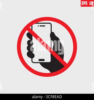Vektorgrafik für kein Mobiltelefon, Warnsymbol nicht Mobiltelefonsymbol verwenden, Mobiltelefon verboten. Kein Handyschild, Schild mit eingeschränktem Bereich Stock Vektor