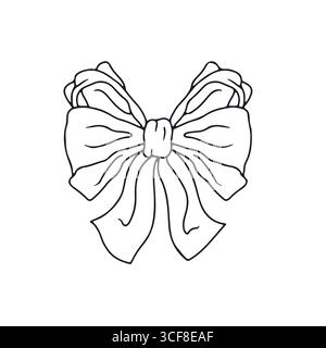 Hand gezeichnete schwarze Linie Kunst Fancy Bogen Knoten isoliert auf weißem Hintergrund Stock Vektor