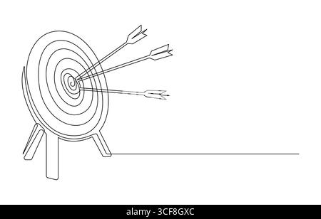 Fortlaufende Zeichnung einer einzelnen bearbeitbaren Ziellinie in der Mitte mit einem Pfeil. Konzept für das Geschäft, das Ziel zu erreichen Stock Vektor