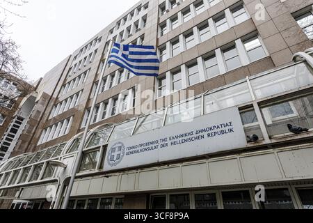 Generalkonsulat der Hellenischen Republik, Griechenland, Bertha-von-Suttner-Platz, Düsseldorf, Nordrhein-Westfalen, Deutschland Stockfoto