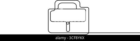 Aktenkoffer durchgehende einzeilige Kunstzeichnung des Vektors isoliert auf weißem minimalistischen Stil Stock Vektor