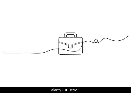 Aktenkoffer durchgehende einzeilige Kunstzeichnung des Vektors isoliert auf weißem minimalistischen Stil Stock Vektor