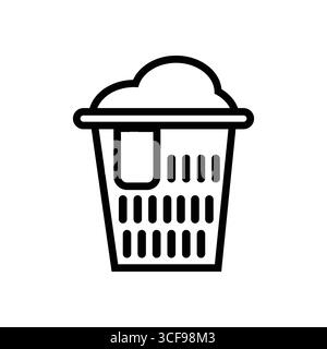 Der Wäschekorb ist voll mit Kleidung und Schaum und steht für Waschen, Reinigen und Housekeeping. Stock Vektor