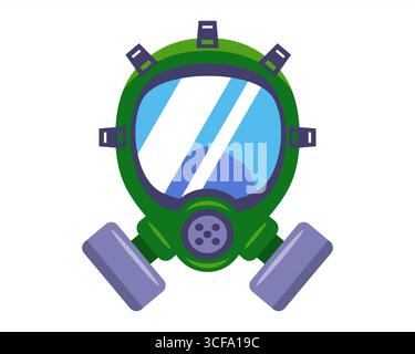 Grüne Gasmaske zum Schutz vor Gasangriffen Stock Vektor