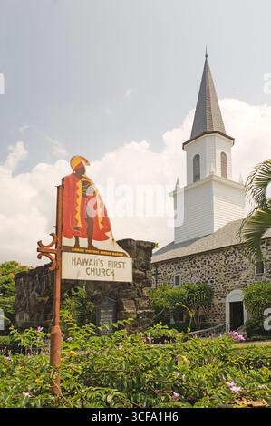 Moku'aikaua Kirche, Kailua Kona, Hawaii, USA war der Gouverneur der Insel von Hawaii, John Adams Kuakini verantwortlich für den Bau, die Fertigstellung war Stockfoto