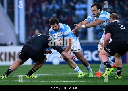 CORDOBA, ARGENTINIEN – 16. AUGUST: Julián Montoya von Argentinien stürmt sich beim Spiel der Rugby-Meisterschaft 2025 zwischen den argentinischen Pumas und New Stockfoto