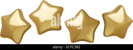 3D goldene Sterne Illustrationen isoliert auf weißem Hintergrund Stock Vektor