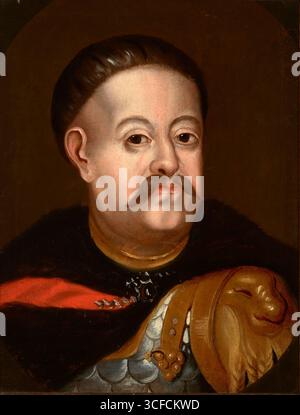 Porträt von Johannes III. Sobieski (1629–1696), König von Polen, zwischen 1660 und 1710. Weitere Informationen: Jan III. Sobieski, ein bedeutender Militärmann, der Eroberer der Türken, der Löwe von Lechistan und der Verteidiger des Glaubens. Stockfoto