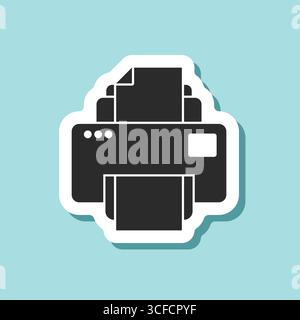 Symbol für Druckeraufkleber in flacher Form. Illustration des Büromaschinenvektors auf isoliertem Hintergrund. Ausdruck Schild Business Concept. Stock Vektor