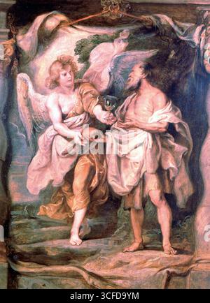 Der Prophet Elijah empfängt Brot Wasser von einem Engel von Rubens dem Propheten Elijah und dem Engel in der Wildnis, um 1626-28 Künstler Rubens, Peter Paul (1577–1640) Rubens, Peter Paul flämischer Barockmaler (1577–1640) Stockfoto