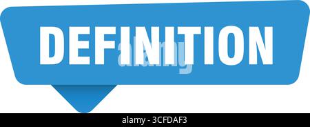Blaues Definitionszeichen auf Transpatenthintergrund isoliert. Definitionsaufkleber Stock Vektor