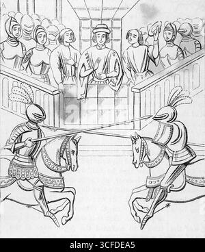 Turnierturniere. Aus dem Leben von Richard Beauchamp, Earl of Warwick. Englische Handschrift . Der Beauchamp-Pageant. 15. Jahrhundert Stockfoto