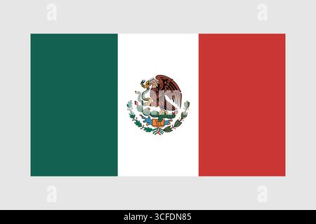Mexikanische Nationalflagge mit Adler und Schlangenwappen Stock Vektor
