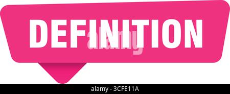 Definitionszeichen. Definition magentafarbener Aufkleber isoliert auf transpatentem Hintergrund Stock Vektor