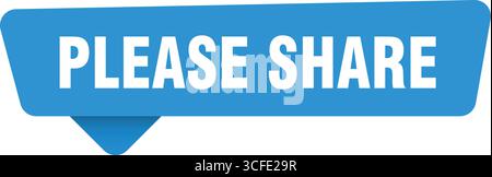 Bitte teilen Sie das blaue Zeichen auf Transpatenthintergrund mit. Bitte geben Sie den Aufkleber weiter Stock Vektor