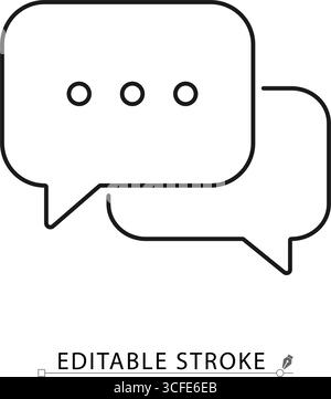 Minimalistische Animation von Chat-Blasen mit Tipppunkten im Konturstil. Schwarzweiß-Schleife, Kommunikationssymbol, alfa-Kanal, Überlagerungsbewegung Stock Vektor