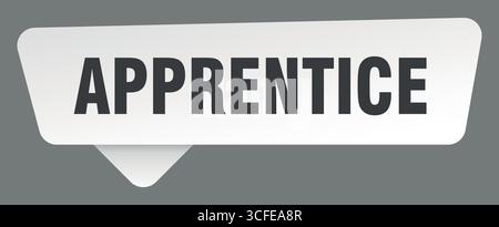 Weißer Aufkleber für den Lehrling isoliert auf grauem Hintergrund. Lehrlingszeichen Stock Vektor
