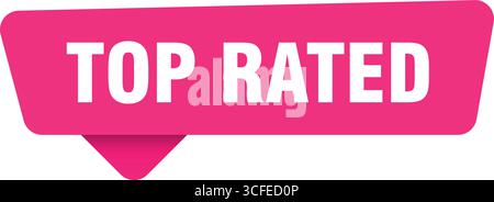 Top-Rating-Schild. Am besten bewerteter magentafarbener Aufkleber, isoliert auf transpatentem Hintergrund Stock Vektor