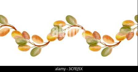 Nahtloser Rand. Illustration von Herbstblättern im Aquarellstil Stockfoto