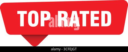 Top-Rating-Schild. Am besten bewerteter roter Aufkleber, isoliert auf Transpatenthintergrund Stock Vektor