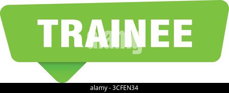 Aufkleber für Trainee. Grünes Schild des Kursteilnehmers auf transpatentem Hintergrund isoliert Stock Vektor