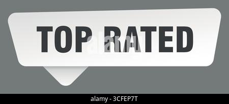 Am besten bewerteter weißer Aufkleber isoliert auf grauem Hintergrund. Top-Rating-Schild Stock Vektor
