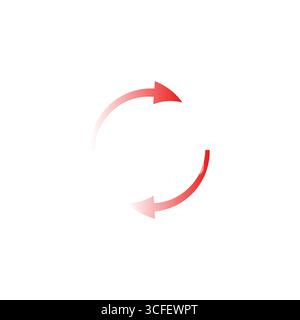 Pfeil zur Anzeige von Kreisfluss und Bewegung in fettgedrucktem Rot zur dynamischen Bewegungsdarstellung Stock Vektor