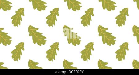 Nahtloses Herbstmuster mit grünen Blättern in flachem Stil. Herbstvektor-Illustration für digitale Hintergründe Stock Vektor