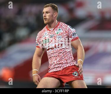 Leigh, Großbritannien. August 2025. Jack Hughes von Leigh Leopards beim Spiel Leigh Leopards gegen Salford Red Devils in Leigh Sports Village, Leigh, Vereinigtes Königreich, 22. August 2025 (Foto: Mark Cosgrove/News Images) in Leigh, Vereinigtes Königreich am 22. August 2025. (Foto: Mark Cosgrove/News Images/SIPA USA) Credit: SIPA USA/Alamy Live News Stockfoto