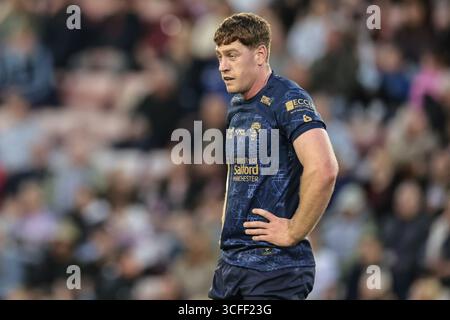 Leigh, Großbritannien. August 2025. Dan Russell von Salford Red Devils während des Spiels der Betfred Super League Runde 23 Leigh Leopards gegen Salford Red Devils im Leigh Sports Village, Leigh, Großbritannien, 22. August 2025 (Foto: Mark Cosgrove/News Images) in Leigh, Großbritannien, 22. August 2025. (Foto: Mark Cosgrove/News Images/SIPA USA) Credit: SIPA USA/Alamy Live News Stockfoto