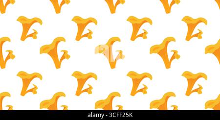 Kuscheliges, nahtloses Herbstmuster mit Pilzen im flachen Stil. Herbstvektor-Illustration für Banner und Grußkarten Stock Vektor