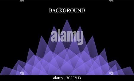 Schwarzer abstrakter Hintergrund mit lila Rautenmuster, Kristallform, modernes geometrisches Banner Stock Vektor