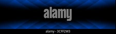Schwarzes abstraktes Banner mit blauem Verlaufsgitter. Futuristisches Design. Vektorabbildung Stock Vektor