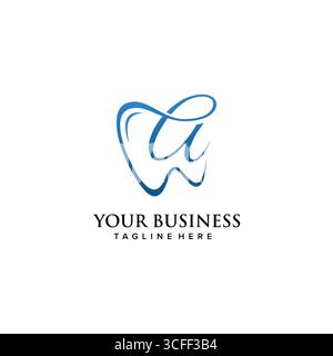 Initialbrief der Zahnklinik Ein Logo-Design kontinuierlicher Luxus-Stil. Vektorabbildung Stock Vektor