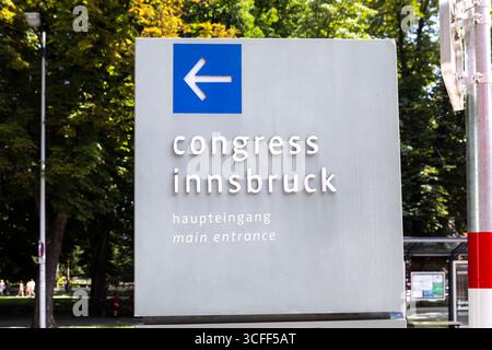 Hinweisschild, Congress Innsbruck, Tirol, Österreich // Hinweisschild, Congress Innsbruck, Tirol, Österreich. , . Quelle: APA-PictureDesk/Alamy Live News Stockfoto