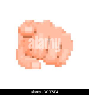 Mosaikgrafik der Zeigehand-Ikone im Retro-8-Bit-Stil für Spiele und dekorative Zwecke Stock Vektor