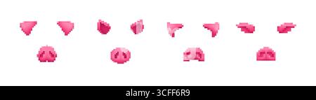 Pixelart Hühner in Retro-8-Bit-Illustration Stock Vektor