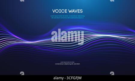 Wave Sound abstrakte Hintergrundmusik Radio digitaler Audio-Equalizer Ai. Frequenzvektor Voice Beat Effect Technologie Lichtdesign Impuls. Neonkurve Stock Vektor