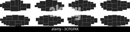 Fotogalerie Mosaikschablone mit Rastercollage-Layout und Vektorrechteckrahmen. Moderne Galerieanordnung oder abstraktes Montagemuster für Stock Vektor