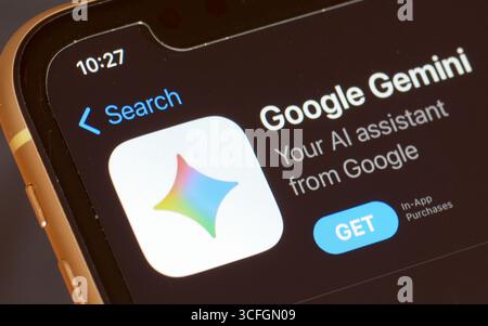 Gemini AI App im Apple App Store – früher hieß sie Bard und gehört Google Stockfoto