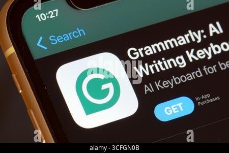 Grammarly AI-App im Apple App Store Stockfoto