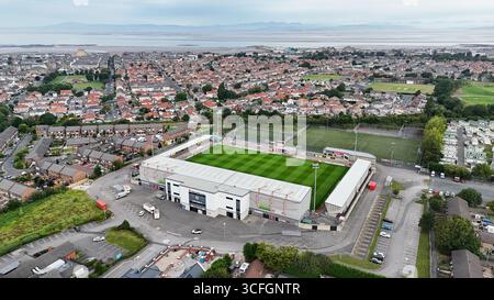 Ein Blick auf das Mazuma Mobile Stadium vor dem Spiel der Enterprise National League zwischen Morecambe und Altrincham. Bilddatum: Samstag, 23. August 2025. Stockfoto