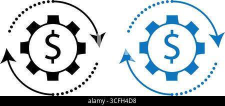 Finanzgeld unterzeichnet Sammlung. Vektorgrafik für Kostenoptimierung und Produktionseffizienz. Stock Vektor