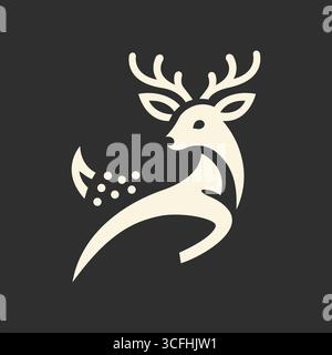 Einfache Silhouette des Hirsches mit Logo. Stock Vektor