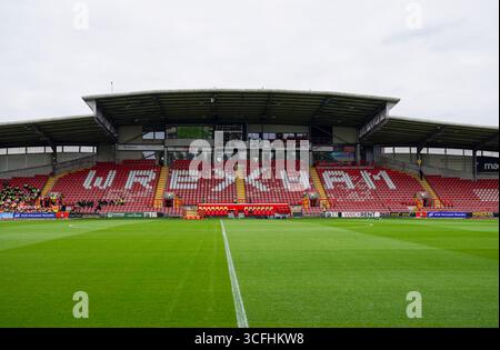 Wrexham, Großbritannien. August 2025. Allgemeine Ansicht des Stadions während des Wrexham AFC gegen Sheffield Wednesday FC Sky Bet Championship Match in Stok CAE Ras, Wrexham, Großbritannien am 23. August 2025 Credit: Eleanor Hoad/Every Second Media Credit: Every Second Media/Alamy Live News Stockfoto