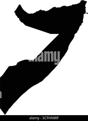 Editierbare schwarze Vektor-Silhouette des Landes Somalia auf weißem Hintergrund. Stock Vektor