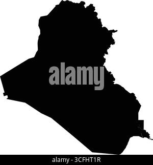 Editierbare schwarze Vektor-Silhouettenkarte des nahöstlichen Landes Irak. Stock Vektor