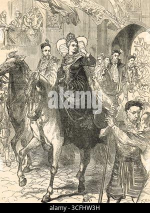 Queen Elizabeth kommt 1558 nach London Stockfoto