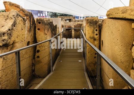 Megalithtempel von Hal Tarxien, 3250-2500 v. Chr., UNESCO-Weltkulturerbe, Tarxien, Malta Stockfoto